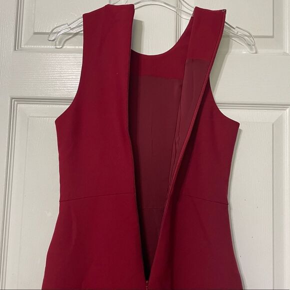 ☀️❄️cinq a sept Piper Ruffle Midi Asymmetrical Dress in Pomegranate Sz 4 - Picture 7 of 13